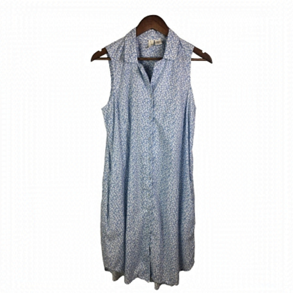 Joie NWT Blue & White Floral Button Up Sleeveless Collared Dress Size XL